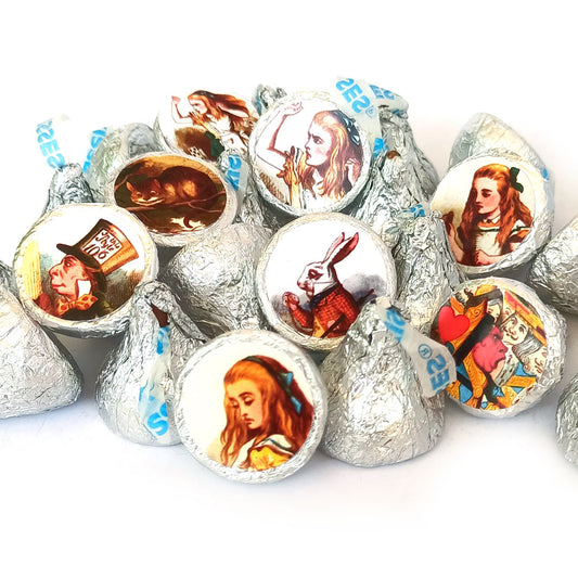 Alice in Wonderland Sticker Labels for Hershey's Kisses Chocolates