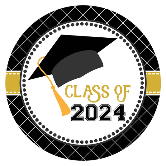 Graduation Cap Class of 2024 Sticker Labels - Set of 30